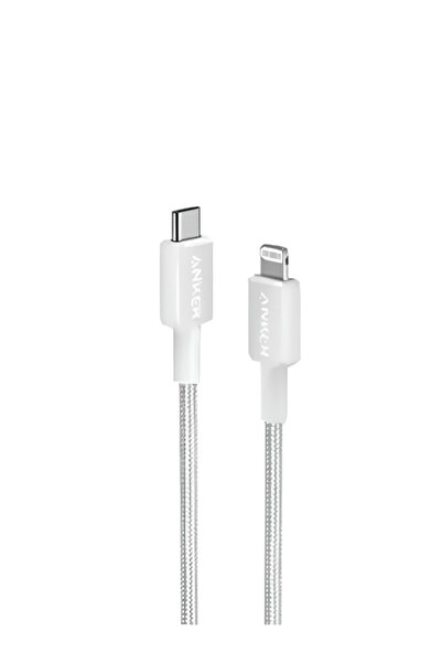 Anker انكر - سلك قماشي تايب سي الى لايتنينق 1.8 متر - اللون أبيض