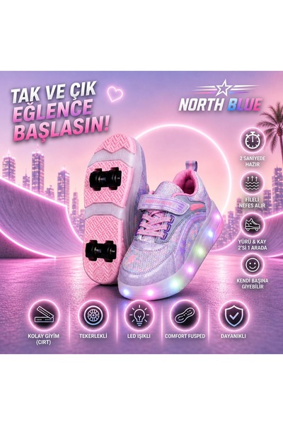 NorthBlue Ledli Tekerlekli çocuk paten spor ayakkabı