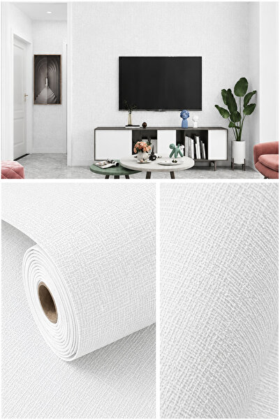 UKAB DEKOR Beyaz Dokulu Kendinden Yapışkanlı Silinebilir Dekoratif Duvar Kaplama Paneli 50x280 cm (1,4 m²) 1 Adet