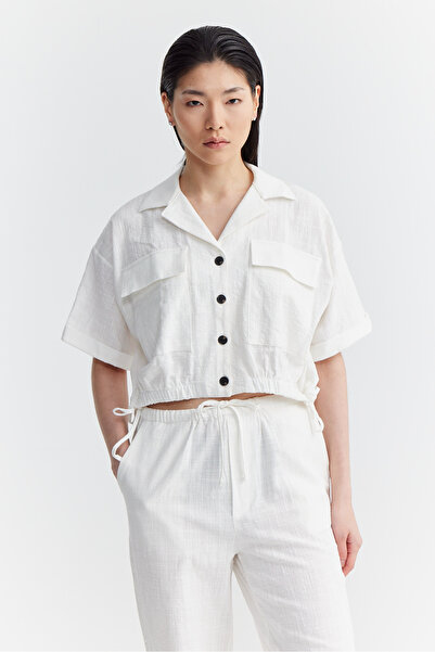 PAULMARK Women's Textured Shirt with Flap Pockets