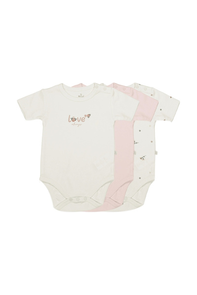 Bistyle 3lü Body Yarım Kol Love Grows Kutulu 17173 Ekru