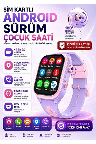 howear Konumlu Akıllı Çocuk Takip Saati Sim Kartlı Görüntülü Arama Kameralı G...