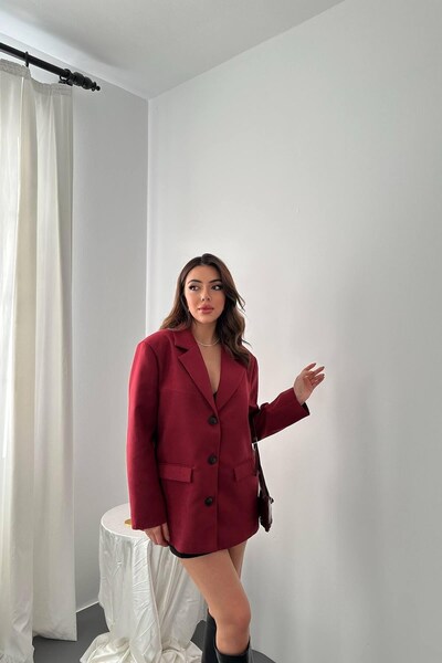 ozelia Burgundy blazer suede jacket