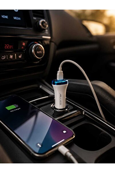 Gerenic Dual USB Port Car Charger 5V Voltage 3.1A Current Blue / White