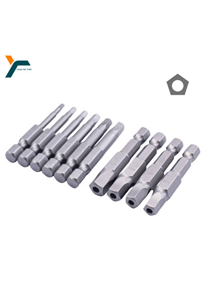 Choice 10Pcs Pentagonal Screwdriver Bit With Hole 1/4'' Hex 50mm Wrench Magne...
