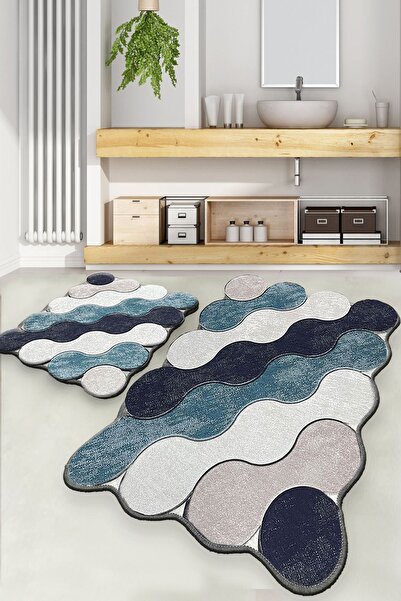 FARİKA Bathmat Set (2 Pieces) Non-Slip Underside Size: 60 X 100 Cm (1 Piece) ...