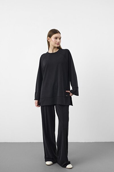 Basicpark Black Oversize Fit Tencel Textured Relax Fit Premium Set
