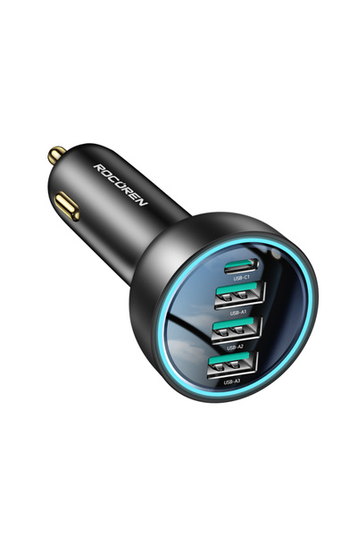 Choice شاحن سيارة روكورين 55 واط 4 في 1 مع منفذ USB نوع C وشحن سريع QC3.0