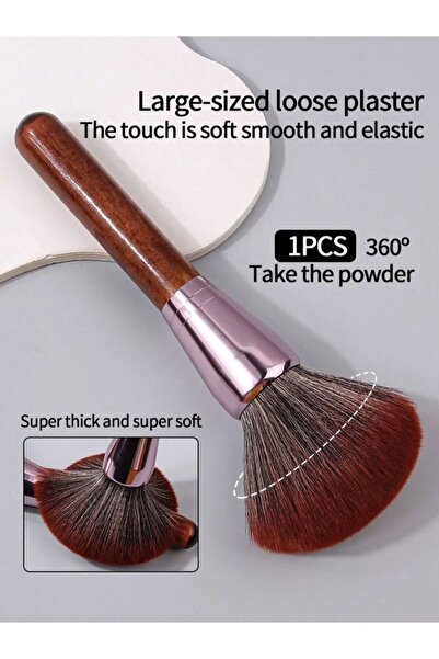 Choice Brown 1Pc single retro and elegant wooden handle makeup brush, matte p...