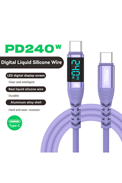 Choice5 كابل USB-C إلى USB-C بطول 0.5 متر باللون الأرجواني من NNBILI بقوة 240...