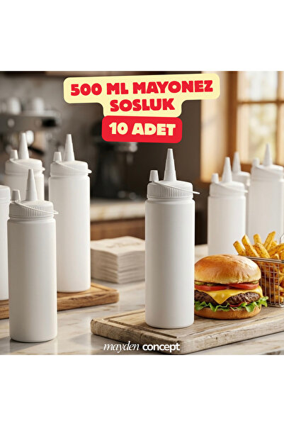 Mayden Concept 500 ml Kapaklı Mayonez Sosluk 10 Adet - Profesyonel Mutfak Sos...
