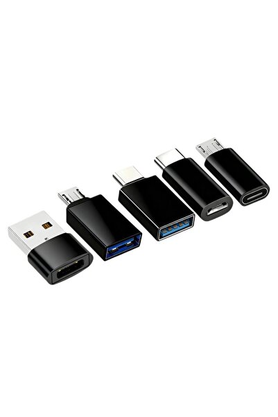 Choice مجموعة محولات USB إلى USB-C سوداء من 5 قطع، محول USB من النوع C أنثى إ...