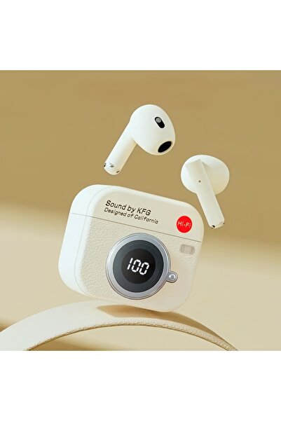 Choice Beige-Q86 Wireless Bluetooth Earphones Semi-In-Ear Retro Camera Creati...