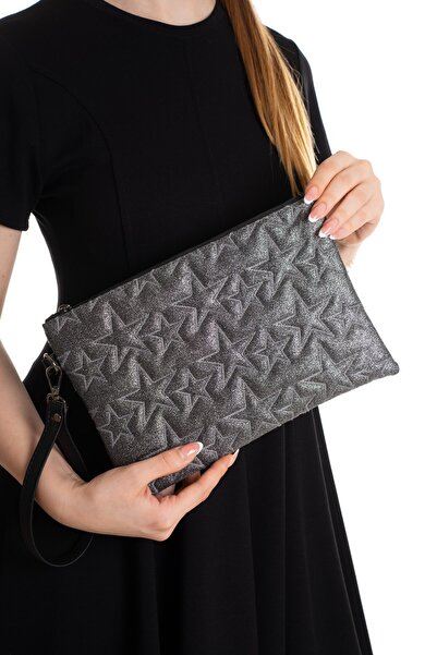 Newish Polo Women's Star Patterned Shiny Portfolio & Clutch Bag
