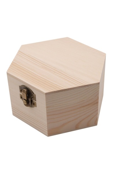 Choice1 as picture Fashion Gift Box Simple Portable Diy Hexagon Shaped Wood J...