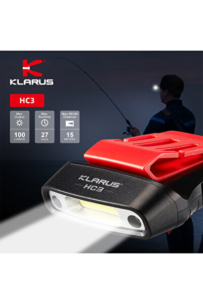 Choice Klarus HC3 Rechargeable Motion Sensor Cap Visor Light - 100 Lumens COB...