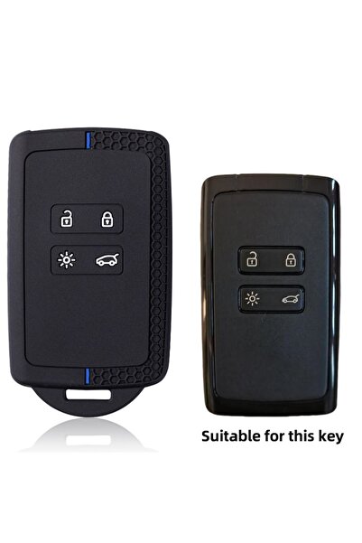 Choice Black Blue Line New Style Silicone Car Card Key Case Cover Fob for Ren...