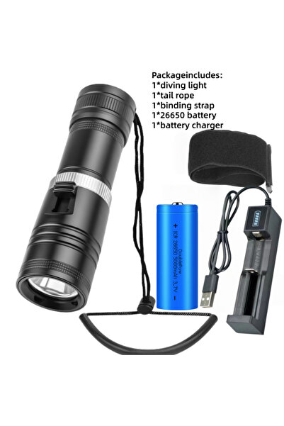 Choice1 With 26650 battery Aluminum Waterproof IPX8 Diving Flashlight LED Scu...