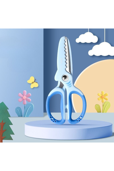 choice2 مقص آمن للأطفال بلون أزرق سماوي مع مقابض ناعمة الملمس وتصميم أطراف مم...