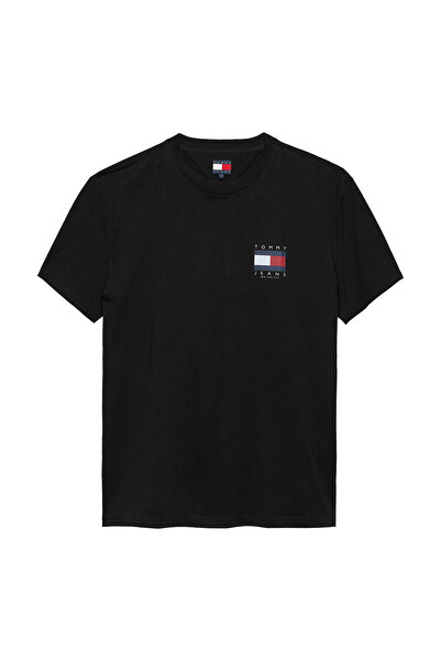 Tommy Hilfiger Tricou bărbătesc cu mânecă scurtă și logo steag pe spate, mări...