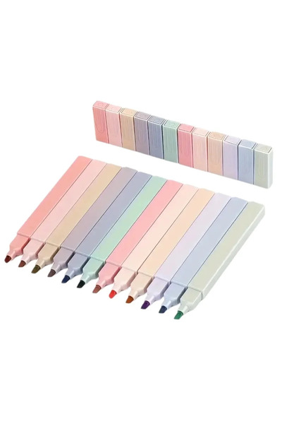 Choice 12pcs 12 Colors Fluorescent Highlighter Pens Square Barrel Chisel Tip ...