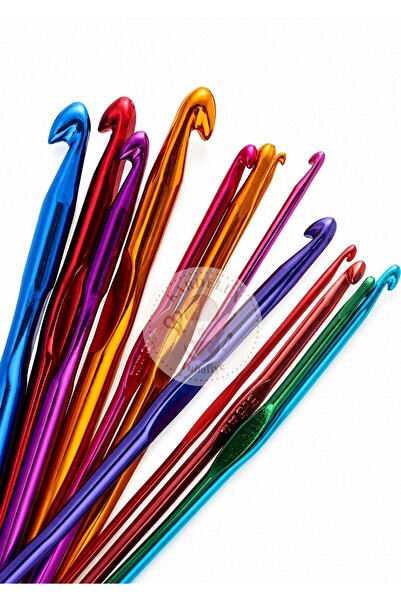 Kardelux Croșetă scurtă cu mâner metalic colorat - 15cm - Croșetă pentru tric...