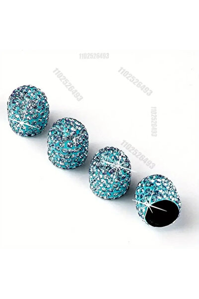 Choice10 4pcs-Sky Blue 4PCS Crystal Car Tire Valve Caps Diamond Shining Dust-...