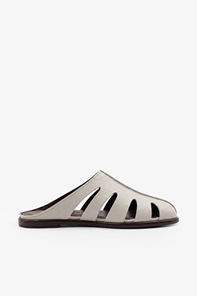 Louis Cardy Palme Gray Flother Leather Women's Slippers