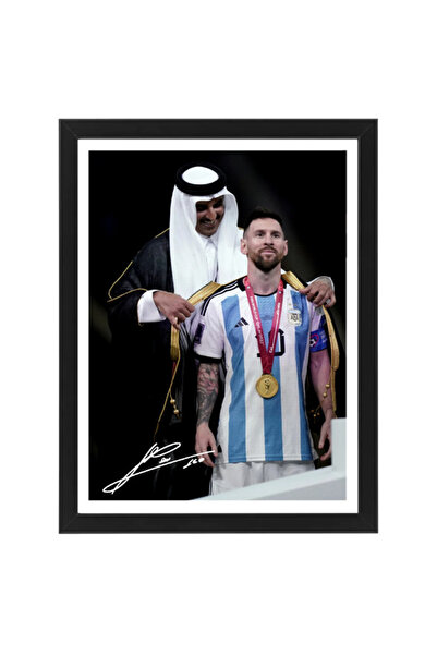 Boomah Accessories Lionel Messi Argentina Arabic Bisht Champion Poster with F...