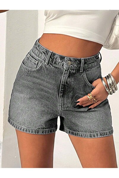connemara Women's Anthracite High Waist Denim Shorts – Comfortable Fit Jean S...