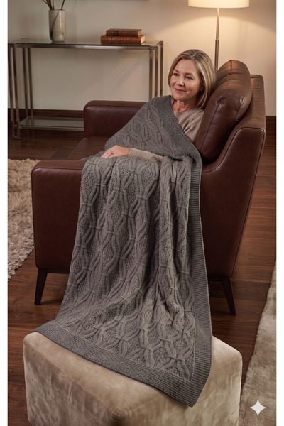 DOUX HOME Ni̇sa Knitted Braided Tv Blanket 130 X 170