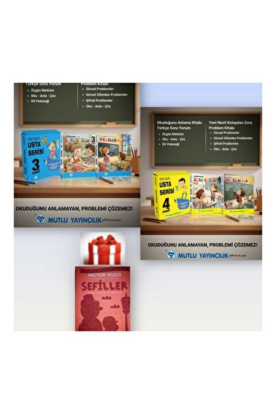 Mutlu Yayıncılık 3.4. Sınıf USTA SERİSİ+ + Sefiller Kitabı HEDİYELİ (3'lü Set)