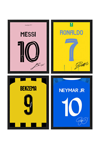 Boomah Accessories Set of 4, Ronaldo - Messi - Neymar - Benzema Autographed J...