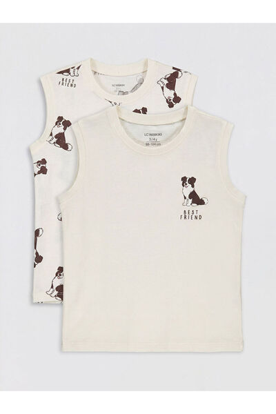 LC Waikiki New Season Lcw Kids White Printed Boys' T-Shirt Set