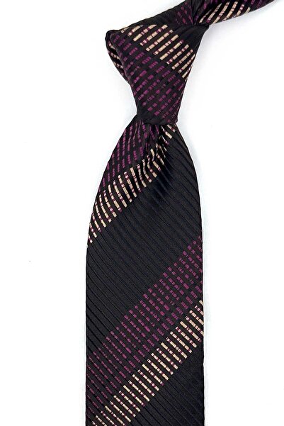 Kravatkolik Brown Striped Silk Tie İk2392