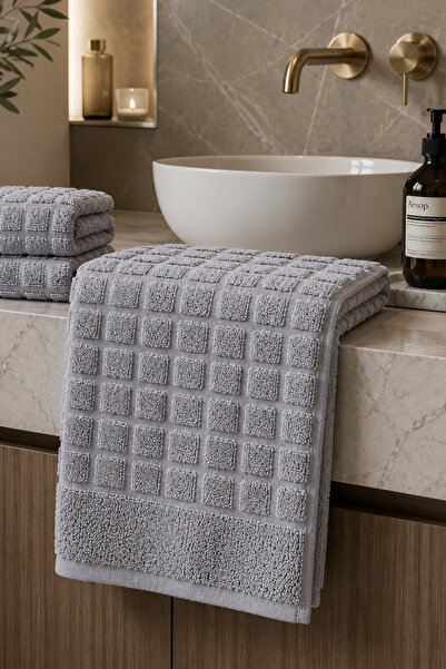 Sophia Bath towel ARNO 40x60 cm, 100% Cotton, gray-beige