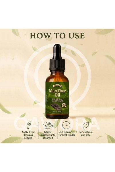 QAWORA Manthor Men’s Herbal Body Oil – Unleash the Inner Strength & Vitality | 30ml | USA Formula