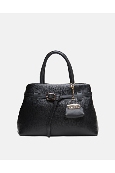 vitruna Noir Elegance Tote Elden Tutmalı ve Omuz Askılı Siyah Kadın Çantası