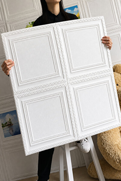 UKAB DEKOR 70x70cm 1 Adet 3d Dekoratif Beyaz Kendinden Yapışkanlı Köpük Duvar...