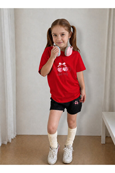 LORVEX Girl's T-Shirt and Shorts Set, Printed Cotton, Summer Casual Fit Combi...