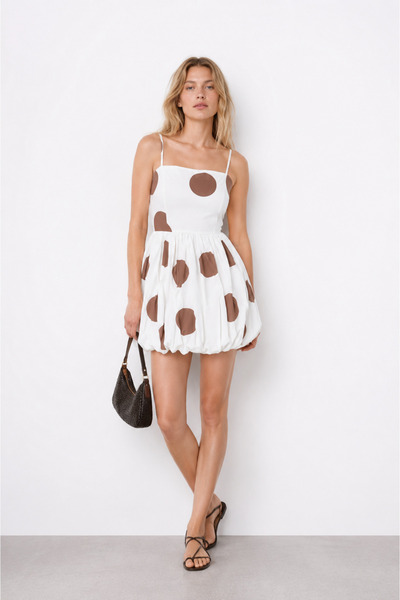 kikiriktekstil 10804 Women's 100% Cotton Strap Polka Dot Patterned Mini Ballo...