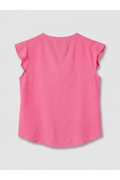 LC Waikiki Fuchsia Ruffled Collar Gathered Blouse