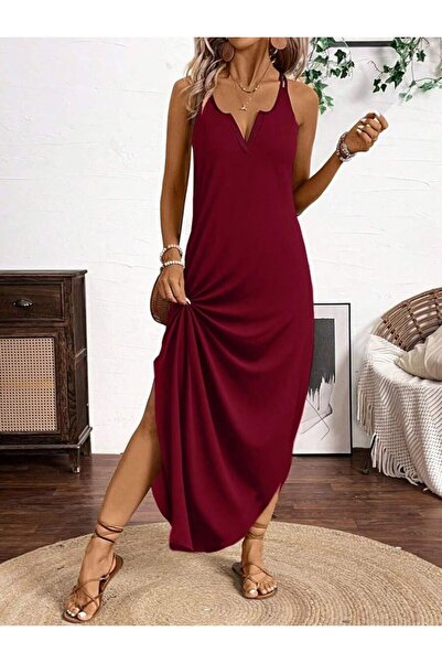 Wear Up فستان فيسكوز نسائي بياقة دائرية وتفاصيل غير متماثلة