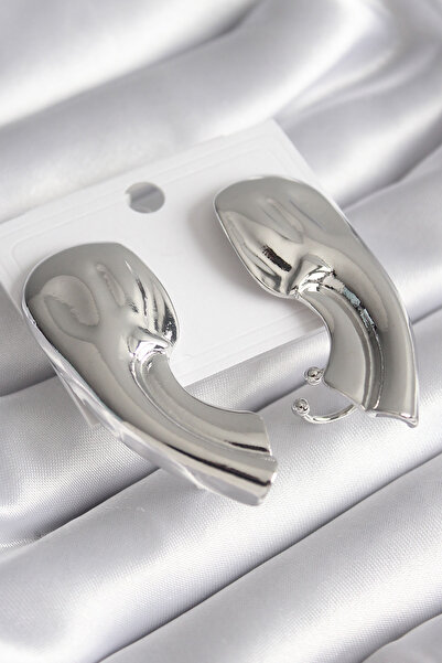 Generic Brand Brass Silver Color Embossed Women's Earrings 5886