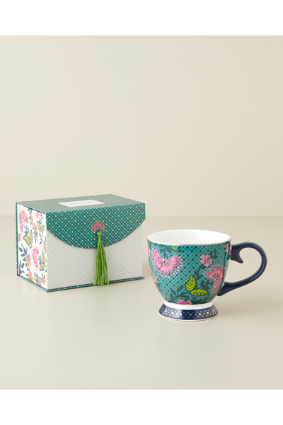 English Home Loreva New Bone China Kupa 460 ml Yeşil-Pembe
