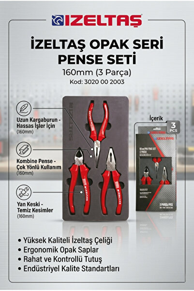 İzeltaş 3 Parça Opak Pense Takımı 160mm