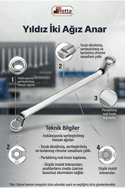 Retta 12x13 Yıldız İki Ağız Anahtar
