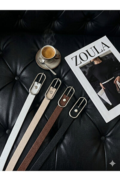 Zoula Set de 4 curele subțiri cu cataramă argintie, curea pentru pantaloni, c...