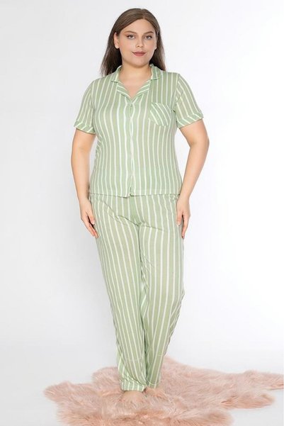 Alperi Boydan Battal Short Sleeve Pajama Set B780-25