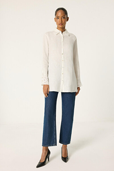 Touché Privé Brode Yakali Linen Shirt
